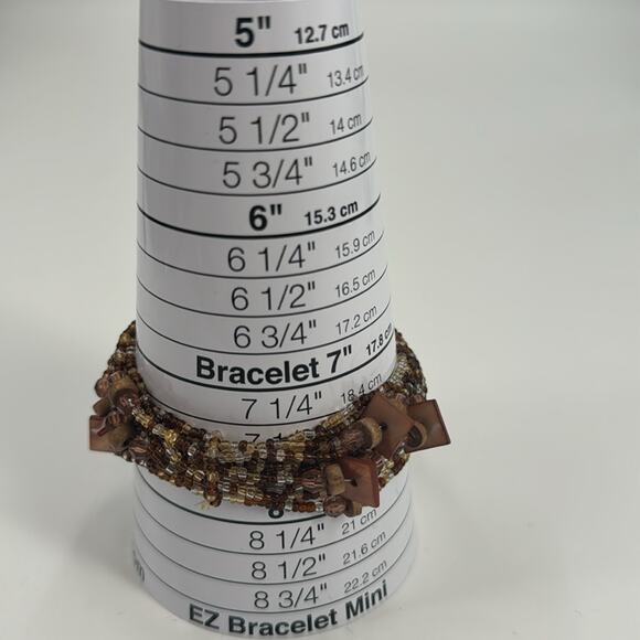 Brown whimsygoth beaded stretchy bracelet - Picture 3 of 4